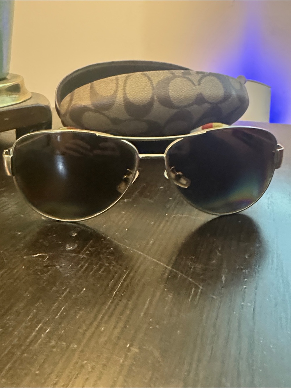 Coach Kristina Aviator Polarized Sunglasses with Case